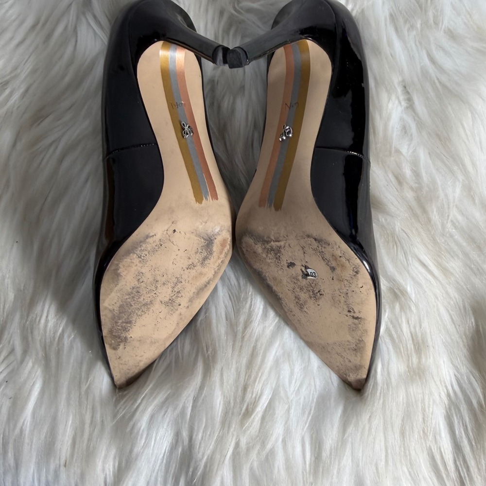 Sam Edelman Hazel Pointed Toe Pump Black Patent Leather Stiletto Heel Size 6N - Picture 6 of 6